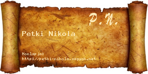 Petki Nikola névjegykártya